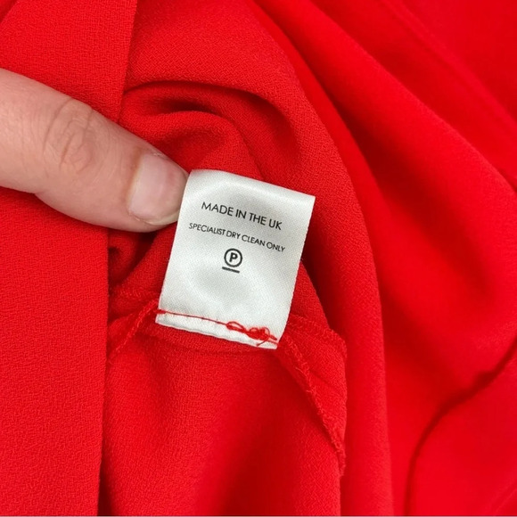 Galvan London NWT Misti Long Sleeve Crepe Pom Pom Blouse 4 Red Cobalt - Picture 9 of 9